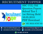 SSC CGL Old Question Papers Solved Tier I 1st Sitting Held 16.05.2010