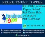 SSC CGL Previous Papers Solved SAS Exam Held 26.06.2010