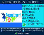 SSC CGL Previous Papers Solved Tier I Held 16.05.2010 2nd Sitting