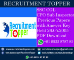 SSC CGL CPO Sub Inspector Previous Papers with Answer Key Held 26.05.2005
