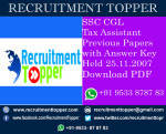 SSC CGL Tax Assistant Previous Papers with Answer Key Held 25.11.2007