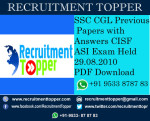 SSC CGL Previous Papers with Answers CISF ASI Exam Held 29.08.2010