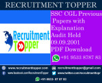 SSC CGL Previous Papers with Explanation Audit Held 09.09.2001