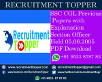 SSC CGL Previous Papers with Explanation Section Officer Held 05.06.2005