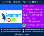 SSC CGL Previous Papers with Explanation Held 11.05.2003 1st Sitting