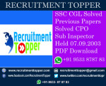 SSC CGL Solved Previous Papers Solved CPO Sub Inspector Held 07.09.2003