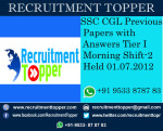 SSC CGL Previous Papers with Answers Tier I Morning Shift-2 Held 01.07.2012