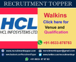 HCL Walkins for Freshers at Chennai