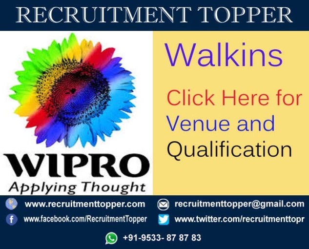 Wipro Walkins for Freshers at Hyderabad Recruitment Topper