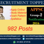 APPSC Recruitment 2016 Apply Online for 982 Group-2 Posts