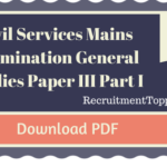 Civil Services Mains Examination General Studies Paper III Part I PDF