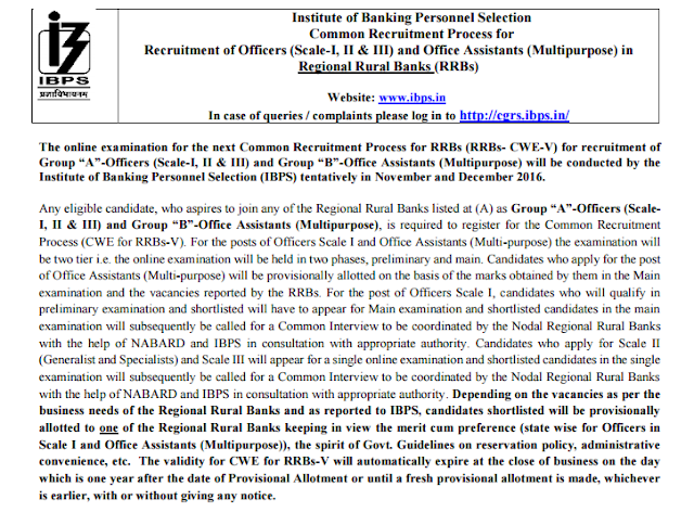 IBPS RRB 2016 official Notification Download PDF